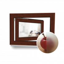 Sichtschutzfenster - 2-fach-Verglasung - 60mm Profil - weiß / Mahagoni - Satinato - Größe und Anschlag nach Wahl