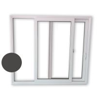 Kunststoff Schiebefenster – Größe nach Auswahl – 2 Fach Verglasung beidseitig Basaltgrau