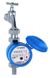 Zapfhahnzähler 3/4" IG mit 80mm Wasseruhr, inkl. Eichung 2023