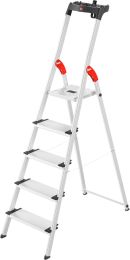 Hailo L80 ComfortLine, Alu-Sicherheits-Stehleiter, 5 Stufen