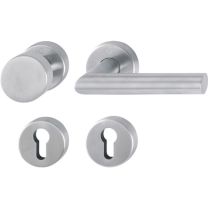 HOPPE Rosettengarnitur Amsterdam E58/42H/42HKVS/1400 Edelstahl F69 rund PZ DIN links / rechts flach D/K