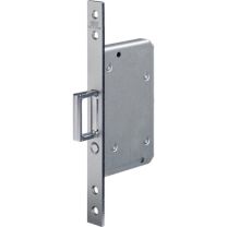 BKS Schiebetür-Einsteckschloss 0393 Stahl silber käntig 20/55 mm mit Springgriff und Auslöseknopf
