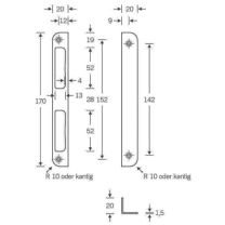 SSF Winkelschließblech Aluminium silber Winkel B20xL170mm rund Tiefe 8 mm DIN links / rechts