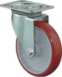 BS ROLLEN Lenkrolle D.200mm Trgf.300kg PU Platte L135xB110mm Farbe Rl.rot