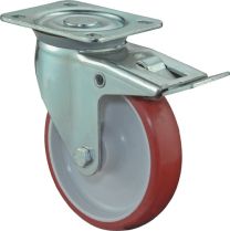 BS ROLLEN Lenkrolle D.80mm Trgf.125kg m.Festst.PU 104x80mm rot