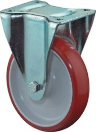 BS ROLLEN Bockrolle D.80mm Trgf.125kg Guß-PU Platte L104xB80mm
