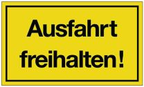JeCo Hinweiszeichen Ausfahrt freihalten! L250xB150mm gelb schwarz Ku.