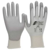NITRAS Schnittschutzhandschuhe, weiß, PU-Beschichtung, teilbeschichtet auf Innenhand und Fingerkuppen, grau, EN 388 - Gr. 6 - 11 - 10 Paar