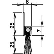 ATHMER Bürstentürdichtung Ferrobros FA 25-6 Länge 1100 mm Breite 6 mm Rosshaar mixed Aufschrauben