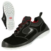 NITRAS EASY STEP, S1P Sicherheitshalbschuhe, widerstandsfähiges Veloursleder, schwarz, widerstandsfähige und nicht kreidende PU / TPU-Laufsohle, schwarz / transparent, EN ISO 20345, DGUV Regel 112-191 - Gr. 35 - 50