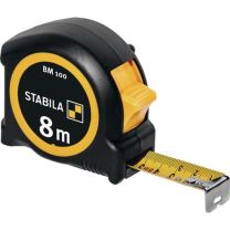 STABILA Taschenrollbandmaß BM 100 Länge 8 m Breite 25 mm mm/mm EG II ABS / TPE Metall-Clip
