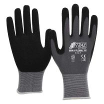 NITRAS FLEXIBLE FIT, Strickhandschuhe, Spezial-Stretch-Strick, grau, Spezialbeschichtung, schwarz, EN 388 - Gr. 6-12 - 12 Paar