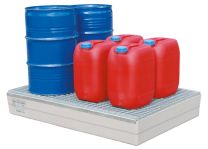 Cemo Auffangwanne aus GFK, für Europaletten, mit verzinkten Gitterrost, Auffangvolumen 140 l, BxTxH 800x1200x190 mm, 7963