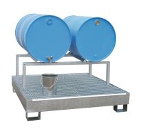 Fassauflagebock, verzinkt, für 2 Stück 200-l-Fass, BxTxH 1230x650x415 mm, feuerverzinkt, OHNE AUFFANGWANNE