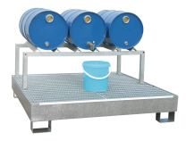Fassauflagebock, verzinkt, für 3 Stück 60-l-Fass, BxTxH 1230x650x415 mm, feuerverzinkt, OHNE AUFFANGWANNE