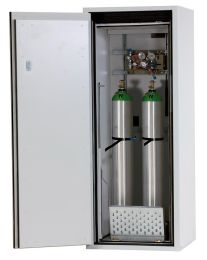 Druckgasflaschenschrank, 30 Min. feuerwiderstandsfähig, für 2x50-l-Flaschen, BxTxH 600x615x2050 mm, RAL 7035