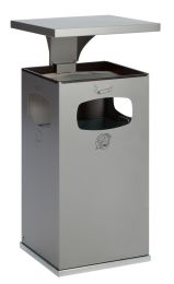 Eckiger Kombi-Ascher, verz. Sieb, Dach, verz. Inneneimer, 38 l, RAL 5010, BxTxH 395x395x910 mm