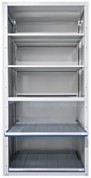 Lista Schubladenregal, Anbaufeld, 3 Universal-, 2 Verstell- und 2 Auszugböden, BxTxH 1117x706x2200 mm, RAL 7035/5012, 70.654.000
