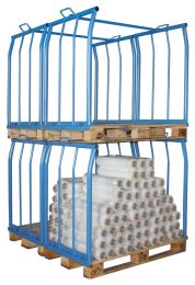 VARIOfit Palettenaufsatz, mit Sicherheitskufen, Höhe 800 mm, für Paletten 800x1200 mm, Auflast 500 kg, RAL 5012 lichtblau, pa-080.009