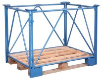 VARIOfit Palettenaufsatz, Höhe 1200 mm, für Paletten 1000x1200 mm, Auflast 2000 kg,RAL 5012 lichtblau, mit V-förmigen Seitenstreben, pa-100.009
