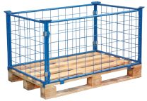 VARIOfit Palettenaufsatz, Höhe 400 mm, für Paletten 1000x1200 mm, Auflast 1500 kg, RAL 5012 lichtblau, mit 4 festen Wänden, pa-100.015