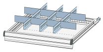 Einteilungsmaterial-Set, 3 Schlitzwände, 8 Trennbleche, für FH 75 mm