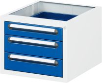 Unterbauschrank BxTxH 490x600x395 mm, Schubladen: 1x90, 2x120 mm, RAL 7035/5010
