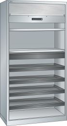 Lista Rollladenschrank, BxTxH 1000x580x1950 mm, 2 Verstellböden, 4 Auszugböden, 1 Schublade, RAL 7035, Rolllade grau, 58.405.020