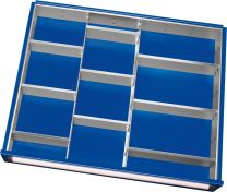 Einteilungssortiment für Schubladen BxT 680x560 mm: 2 Trenn- und 9 Steckwände, für Fronthöhe 180-270 mm