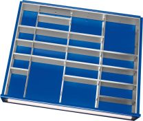 Einteilungssortiment für Schubladen BxT 680x560 mm: 3 Trenn- und 16 Steckwände, für Fronthöhe 60/90 mm
