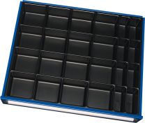 Einteilungssortiment für Schubladen BxT 680x560 mm: Kleinteileeinsatz 24-Mulden, für Fronthöhe 120-360 mm