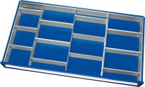 Einteilungssortiment für Schubladen BxT 1055x560 mm: 3 Trenn- und 12 Steckwände, für Fronthöhe 180-360 mm