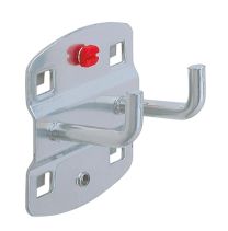 Werkzeughalter doppelt, mit senkrechtem Hakenende, Durchm. 6 mm, Länge 75 mm, ähnlich RAL 9006 aluminium