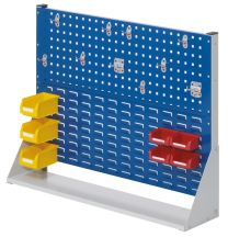 Ständer Systemeinheit einseitig, 2 Loch- und 1 Schlitzplatten, BxTxH 1000x240x1100 mm, Platten RAL 7035