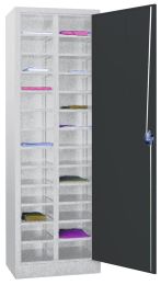 Ordnungsschrank, BxTxH 640x400x1950 mm, 2x13 verstellbare Fächer, RAL 7035/7016 lichtgrau/anthrazit