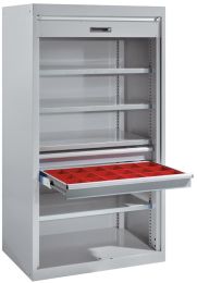 Lista Schwerlastschrank, Rolladen, Zylinderschloss, BxTxH 1100x641x1950 mm, RAL 7035, 98.091.020