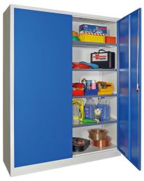 Garderobenschrank, durchg. beschichteter Hutboden, darunter Stange mit 10 Haken, Zyl.-Schl., BxTxH 1000x600x1950 mm, RAL 7035/5015