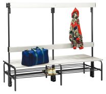 Doppelseitige Garderobenbank - mit Schuhrost - Stahl/Alu - TxH 700x450 mm - Länge 1015 /1500 /2000 mm