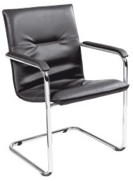 Freischwinger - gepolstert - Sitz-BxTxH 490x430x470 mm - Kunstleder schwarz/ blau - VE 2 Stück