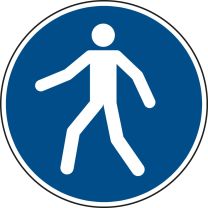 Gebotsschild, Fußgängerweg benutzen, Folie, Durchm. 100 mm, DIN EN ISO 7010