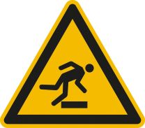 Warnschild, Warnung vor Stolpergefahr, Kunststoff, Seitenlänge 200 mm, DIN EN ISO 7010