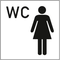 Hinweisschild, WC Damen, WC Zeichen + Frau, Folie selbstklebend, 150x150 mm