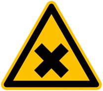 Hinweisschild, Warnung gesundheitsschädlichen oder reizenden Stoffen, Folie, Seitenlänge 100 mm