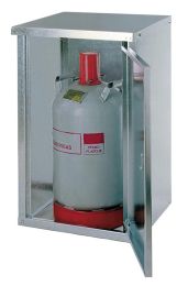 Propangasflaschen-Schrank, verzinkt, geschlossene Ausführung, mit 1 flügeliger Tür, für 1x11 kg Propangasflasche, BxTxH 460x400x750 mm