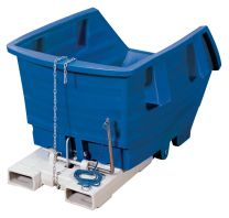 Muldenkippbehälter aus PE, Vol. 0,5 cbm, LxBxH 1530x960x790 mm, Traglast 150 kg, mit Staplertaschen, Farbe blau