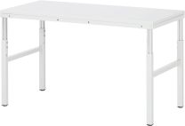 Basis-Arbeitstisch, BxT 1500x900 mm, manuell Höhenverstellbar 650-1000 mm, Platte Melaminharz weiß, RAL 7035
