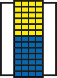 Flügeltürenschrank, BxTxH 680x280x2150 mm, RAL 5007 brillantblau, Fachlast 50 kg, mit Sichtlagerkästen: 24xGr. 4 gelb, 28xGr. 4 blau