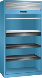 Lista Rollladenschrank, BxTxH 1000x580x1950 mm, 2 Verstellböden, 2 Auszugböden, 1 Schublade, RAL 5012, Rolllade grau, 58.404.010