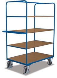 VARIOfit Etagenwagen mit Klappetagen, 4 Ladeflächen LxB 1175x800 mm, Außenmaße LxBxH 1400x800x1890 mm, Traglast 500 kg, sw-800.238