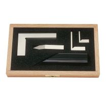 JeCo Profi Prüfsatz - Inhalt 5 tlg. - Mit je 1 Haarwinkel / Schnittmacherwinkel / Haarlineal und Endmaßanreißspitze - Nach DIN 875/00